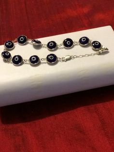 "Blue \"Evil Eyes\" bracelet, 925 Silver links." Evil Eyes, Blue Evil Eye, Evil Eye Bracelet, Silver Blue, Evil Eye, 925 Silver, Beauty Book, Jewelry Bracelets, Accessory Gift