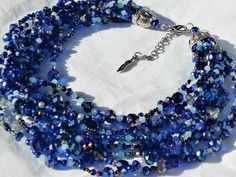 cobalt and sky blue crystal statement by CasualBlingandPPC on Etsy Blue Multi-strand Beaded Necklace, Dark Blue Necklace, Summer Choker, Blue Jewelry Set, Green Statement Necklace, Unique Statement Necklace, Blue Statement Necklace, Multi Strand Beaded Necklace, Turquoise Statement Necklace