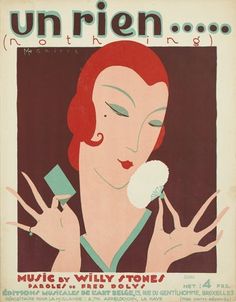 an old poster with a woman holding a flower in one hand and the word un rien on the other