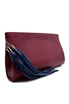 Leather clutch with tassels. Available in burgundy (with navy tassels) and camel (with black tassels). Fringe Clutch, Nairobi, Leather Clutch, Camel, Tassels, Navy, Heels, Leather, Black