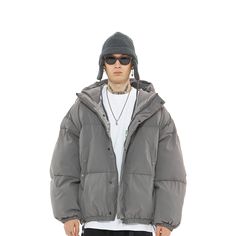 Size chart is in the gallary(last picture). Urban Solid Hooded Jacket For Winter, Oversized Cotton Puffer Jacket Casual, Oversized Cotton Puffer Jacket, Oversized Cotton Puffer Jacket, Casual Style, Casual Oversized Cotton Puffer Jacket, Fall Streetwear Puffer Windbreaker, Trendy Cotton Puffer Jacket For Outdoor, Solid Urban Winter Outerwear, Casual Puffer Windbreaker For Streetwear