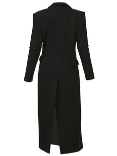 Black coat with a low neckline, an asymmetric shape and shoulder pads. The coat has a buttoned crossing layer in front.Material - 40% wool, 60% acrylicLining - Silk substitute (100% polyester).The models are wearing size S. Care - Dry clean.Measurements:XS - Bust(cm):80-82; Waist(cm):63-64; Hips(cm):87-89.S - Bust(cm):83-84; Waist(cm):65-66; Hips(cm):90-92.M - Bust(cm):88-90; Waist(cm):68-70; Hips(cm):94-96.L - Bust(cm):92-94; Waist(cm):74-76; Hips(cm):98-100.XL - Bust(cm):96-98; Waist(cm):78-80