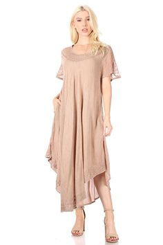 Cap sleeve dress features solid colors, neckline and hem embroidery, sheer crepe cap sleeves and relaxed fit. Hem Embroidery, Cap Sleeve Dress, Essential Dress, Comfortable Style, Caftan Dress, Capped Sleeve Dress, Kaftan Dress, Dress Cover, Everyday Essentials