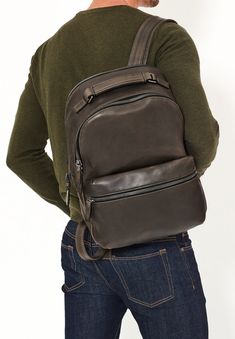 The Runwell Backpack - Charcoal Everyday Backpack With Palladium Hardware, Leather Backpack With Palladium Hardware For Everyday Use, Modern Leather Backpack For Daily Use, Modern Leather Backpack With Gunmetal Hardware, Modern Backpack With Gunmetal Hardware, Everyday Backpack With Gunmetal Hardware, Modern Leather Backpack For Everyday Carry, Luxury Leather Backpack For Everyday, Luxury Leather Backpack For Everyday Carry