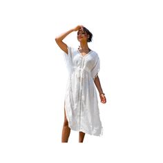 You'll love the boho style of this women's CUPSHE tassel trim swim cover-up dress. V-neck Dolman short sleeves Tassel accents Picot trimFIT & SIZING 49 1/2-in. approximate length Midi length Tie front elastic waistbandFABRIC & CARE Rayon, polyester Hand wash Imported Size: Small. Color: White. Gender: female. Age Group: adult. Flowy V-neck Beach Dress For Resort, Spring V-neck Beach Dress With Tassels, V-neck Maxi Dress With Tassel Ties For Vacation, Beachwear V-neck Cover-up With Tassels, White Short Sleeve Cover-up For Beach Party, V-neck Vacation Dress With Tassel Ties, V-neck Dress With Back Tassel Tie-up For Summer, Summer V-neck Cover-up With Tassels, White Short Sleeve Beachy Cover-up