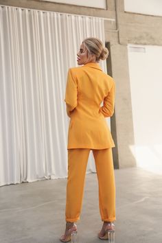 Banana Trousers with Wide Belt Yellow-baagr.myshopify.com-dress.-BOJONI Flared Jacket, Fabric Structure, Wide Belt, Colorful Fashion, Model Height, Two Piece Pant Set, Nice Dresses, Trousers, Style Inspiration