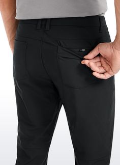 Men's 5-pocket pants are made of smooth, stretchy, and lightweight fabric, allowing you to move comfortably all day. Breathable, wrinkle-free blend and quick dry. Multi-pockets to store mobile phones, cards, and keys. Great as golf pants, slacks, or dress pants. Feature & Fitting: 
 Design for golf or daily 
 Slim fit, 34 inches 
 5 pockets 
 Zip fly, belt loops 
 Fabric: 
 Quick dry and breathable 
 Two-way stretch and lightweight 
 Smooth, wrinkle-free, shape-retention 
 100% Polyester 
 S Golf Pants, Pocket Pants, Wrinkle Free, Dress Pants, Quick Dry, Golf, Slim Fit, Pants, Black