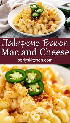 jalapeno bacon mac and cheese on a white plate