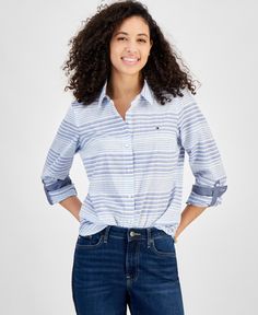 in stock Chic Vibes, Women's Blouses, Woman Beach, Tommy Hilfiger Women, Effortless Chic, Casual Attire, Women's Tops, Stylish Women, Shirts Tops