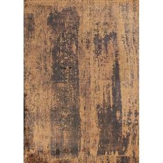 an old, worn and stained area rug with brown paint on the edges is shown