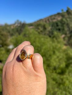 Honey citrine from Brazil adjustable 6+24kt gold overlay brass 60mill thickness Gold Teardrop Gemstone Ring, Gold Open Ring With Topaz Gemstone, Adjustable Gold Topaz Ring For Anniversary, Gold Citrine Heirloom Rings, Gold Citrine Rings With Bezel Setting, Gold Citrine Ring With Bezel Setting, Unique Gold Topaz Gemstone Ring, Unique Gold Topaz Ring, Gold Topaz Ring With Bezel Setting In 14k Gold