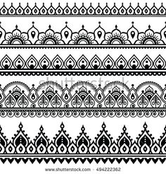 a set of decorative borders in black and white