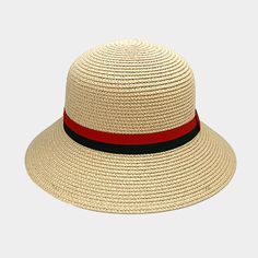 Style No : [430981] H3398-Beg Color : Beige Crown Circumference : 23" Crown Height : 4" Brim Width : 3" Material : 100% Paper Color Block Ribbon Trim Paper Bucket Hat Red Casual Mini Hats For Summer, Casual Red Hat Band For Beach, Casual Red Hat Bands For Beach, Red Casual Hat Band For Summer, Casual Red Hat Band For Summer, White Baseball Cap, Packable Hat, Fisherman's Hat, Floppy Sun Hats