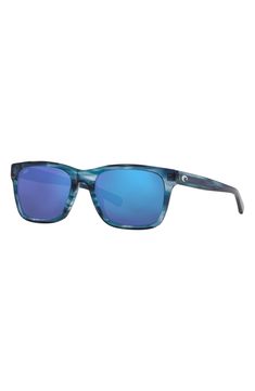 These ocean-inspired sunnies enhance your sunny-day experience with a lightweight, translucent construction and color-enhancing polarized 580 lenses. 55mm lens width; 19mm bridge width; 140mm temple length 100% UV protection Prescription-compatible Acetate Imported Blue Wayfarer Sunglasses In Polycarbonate, Blue Mirrored Sunglasses For Travel, Blue Square Frame Sunglasses With Mirrored Lenses, Blue Square Frame Sunglasses With Tinted Lenses, Blue Sunglasses For Summer Travel, Blue Mirrored Lenses Square Frame Sunglasses, Travel Blue Tinted Sunglasses, Blue Tinted Sunglasses For Travel, Blue Tinted Lenses Sunglasses For Travel