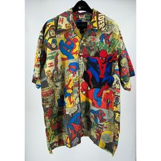 Rare 2011 Marvel Comics Spiderman Button Up Short Sleeve Shirt Mens Size Xxl Ralph Marlin Collection Excellent Like New Condition With No Sign Of Wear Beautiful Bold Print With Vibrant Colors Approximate Measurements 27” From Armpit To Armpit 35” From Shoulder To Bottom Hem Item1904 #Rsvlts #Marvel #Spiderman #Rare #2011 #Vulture #Hero #Comic #Ralph Marlin Size: Mens Xxl Condition: New Without Tags Casual Tops With Character Print For Comic-con, Casual Multicolor Character Print Shirt, Casual Character Print Tops For Comic-con, Pop Culture Summer Shirt With Character Print, Pop Culture Character Print Shirt For Summer, Casual Tops For Comic-con, Retro Shirt With Character Print For Fans, Yellow Short Sleeve Shirt With Retro Print, Casual Tops With Graphic Print For Comic-con