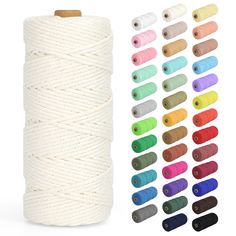 PRICES MAY VARY. 100% Natural Cotton & Eco-Friendly: Great cords starts with great raw material cotton yarn. HOMEBOBO craft cord made of 100% natural cotton, is biodegradable, odor-free and free of chemical dyes. Great basis for all your decor or craft projects. Size & Package: Macrame cotton string is 3mm (3/25") in diameter, the length is around 109yards for each spool. Our twisted cotton string is cut to length and packaged in spools, opp bag covered, keep it in stable and beautiful shape whe Macrame Rope Size, Macrame Cord Size Guide, Twisted Macrame, Wall Hanging Plant, Hanger Crafts, Macrame Supplies, Macrame Knot, Hanging Plant, Plant Hangers