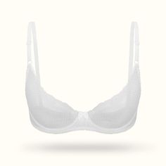 - Made Of Lightweight And Breathable Fabric - Unlined 1/2 Cups - Non Molded, No Padding Features With Stretchy Mesh, Providing Comfort All Day Long - Soft Lace Cups With Underwire And Adjustable Straps Offer Gentle Support, Showing Your Natural Curve - Bowknot Decor In The Center Panel And One-Row Hook-And-Eye Closure Classic White Summer Bra, White Full Cup Bra With Lined Body, Classic Fitted Full Cup Bra, White Fitted Push-up Nursing Bra, Zip Up Sports Bra, High Impact Bra, Halter Bra Top, Garage Clothing, Underwire Sports Bras