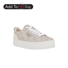 in stock Beige Lace-up Sneakers With Embossed Logo, Cream Sneakers With Embossed Logo And Round Toe, Casual Cream Sneakers With Embossed Logo, Off White Low-top Sneakers With Laces, Cream Low-top Platform Sneakers With Perforated Toe Box, Beige Low-top Platform Sneakers With Rubber Sole, Cream Low-top Platform Sneakers With Laces, Beige Low-top Sneakers With Cushioned Footbed, Neutral Lace-up Sneakers With Rubber Sole