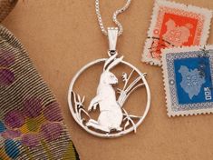 Rabbit Standing, Giraffe Jewelry, Cut Coin Jewelry, Whale Jewelry, The Year Of The Rabbit, Rabbit Jewelry, Bunny Necklace, Rabbit Necklaces, Rabbit Pendant