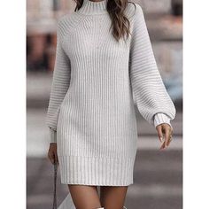 Season:Winter,Fall,Autumn; Fabric:Polyester; Sleeve Length:Long Sleeve; Look After Me:Machine wash; Gender:Women's; Style:Streetwear,Fashion,Knitwear,Active; Elasticity:Micro-elastic; Occasion:Date,Weekend,Going out,Daily,Vacation; Fit Type:Loose Fit; Dresses Type:Jumper Dress,Plain Dress,Winter Dress,Casual Dress,Sweater Dress; Design:Ribbed; Neckline:Turtleneck; Listing Date:09/06/2023; 2024 Trends:2023; Bust:; Length:; Sleeve:; Fit US Size:; Fit UK Size:; Fit EU Size:; Dress Length Type:Mini High Neck Sweater Dress, Chique Outfits, Outfit Chic, Outfits Petite, Solid Sweaters, Turtleneck Sweater Dress, Current Fashion, Winter Stil, 2022 Trends