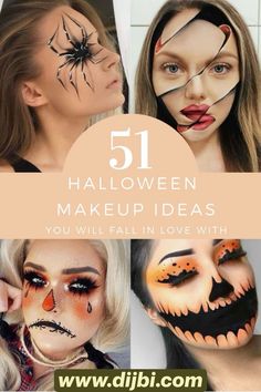 Face Paint For Adults Halloween, Funny Face Paint Ideas For Adults, Halloween Face Make Up Ideas, Beauty Halloween Makeup, Unique Halloween Makeup Looks, Halloween Costume With Makeup, Best Halloween Makeup Ideas