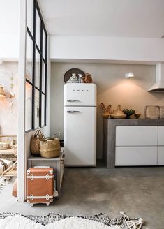 a white refrigerator freezer sitting inside of a kitchen