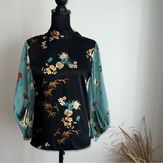 Zara Silky Floral Blouse Size S New With Tags, Never Worn Elegant Black Tops With Floral Print, Elegant Black Floral Print Tops, Zara Black Floral Print Blouse, Zara Black Blouse With Floral Print, Evening Floral Print Blouse For Spring, Floral Print Evening Blouse For Spring, Zara Floral Print Elegant Tops, Elegant Zara Floral Print Tops, Chic Black Floral Print Blouse