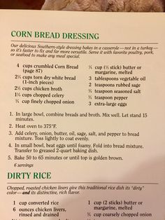 a recipe for corn bread dressing with instructions