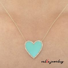 This Turquoise Heart Pendant features 2.72Gr with Turquoise and Round Diamonds sets in 14K Yellow Gold Elegant Turquoise Heart-shaped Jewelry, Elegant Turquoise Heart Cut Jewelry, Turquoise Heart Charm Jewelry For Anniversary, Turquoise Jewelry With Heart Charm For Anniversary, Heart-shaped Turquoise Gemstone Jewelry, Elegant Heart-shaped Turquoise Necklace, Turquoise Jewelry With Heart Charm, Turquoise Heart-cut Jewelry With Heart Charm, Turquoise Heart Cut Jewelry With Heart Charm