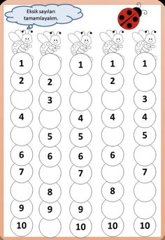 a counting sheet with ladybug numbers to 10