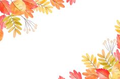 watercolor autumn leaves on white background with space for your text or image to be added