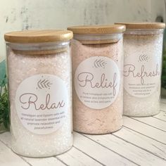 Bath Salt Gift Set Bath Salt Containers, Mindful Gifts, Bath Salt Jars, Bath Salt Gift Set, Relax Bath, Bath Salts Gift, Natural Bath Salts, Bath Salts Diy, Epsom Salt Bath