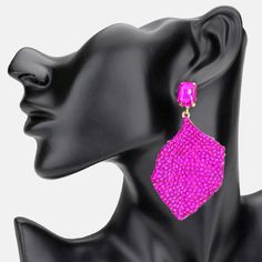 Rhinestone Embellished Fun Fashion Leaf Shaped Earrings - #funfashionearrings #headshotearrings #outfitofchoice #crystalearrings #runwayearrings #blingearrings #lmbling #pageantearrings #fuchsiaearrings #dangleearrings Bling Earrings, Bling Wedding, Small Earrings Studs, Bridal Bracelet, Red Rhinestone, Fun Fashion, Large Earrings