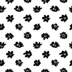 a black and white flower pattern on a white background, with small flowers in the center