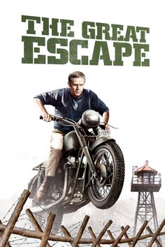 the great escape movie poster with man on motorcycle