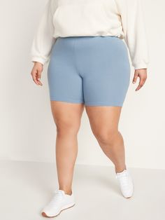 The biker shorts you love just got better! Now with a heavier-knit fabric and a thicker, more supportive waistband.  Elasticized high-rise waistband.  Soft-washed, medium-weight cotton jersey, with comfortable stretch.  Easy pull-on style.  @modelsiz Casual Stretch Biker Shorts With 5-inch Inseam, Casual Spring Leggings With Built-in Shorts, Stretch Bottoms With Comfort Waistband And Short Leg, Mid-rise Solid Shorts With Built-in Liner, Cotton Bottoms With Wide Waistband, Short Length, Cotton Bottoms With Wide Waistband, Versatile Bottoms With Wide Waistband, Comfort Stretch Bottoms With Elastic Waistband In Short Style, Comfort Stretch Bottoms With Elastic Waistband And Short Shape