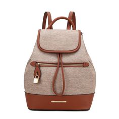 Discover the perfect blend of style and functionality with our sophisticated Porsha backpack, designed with durable linen-like fabric and elegant vegan leather trim. This versatile accessory combines practical features with a chic design for daily adventures. Perfect for school, work, or weekend outings, this backpack offers a stylish and practical solution for carrying your essentials. Embrace both elegance and functionality with this beautifully crafted accessory. Trendy Brown Canvas Backpack, Modern Brown Leather Backpack With Leather Trim, Chic Backpack With Zipper Pocket, Trendy Backpack With Leather Handles For On-the-go, Chic Travel Backpack With Leather Handles, Elegant Brown Backpack With Zipper Closure, Beige Backpack With Leather Handles For On-the-go, Beige Travel Backpack With Leather Handles, Trendy Backpack With Leather Handles