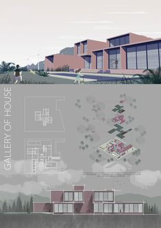 an architectural drawing shows the different sections of a building and how they are connected to each other