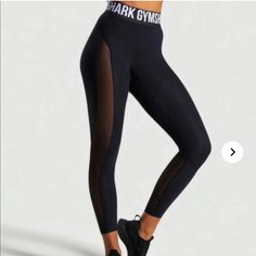 Nwot Gymshark Black Logo Waist Band And Mesh Details. Size Xsmall. Gymshark Black, Mesh Leggings, Black Logo, Waist Band, Pant Jumpsuit, Pants For Women, Mesh, Leggings, Band