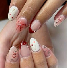 #nailinsp #cherries #bows #bowsbowsbows #bowseason #cherry #cherrynails #cute #pretty #prettynails Outfits Asian, Teen Nails, Viral Aesthetic, Bow Nails, Designs For Short Nails, Chanel Lipstick, Workout Inspo, Hello Nails, Hippie Nails