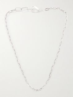 Bottega Veneta's wide chain link necklace has been crafted in Italy from sterling silver. Wear it solo or layer it with similar styles. Sterling Silver Figaro Chain Jewelry, Sterling Silver Jewelry With Figaro Chain, Modern Silver Necklace With Figaro Chain, Modern Silver Jewelry With Figaro Chain, White Gold Necklace With Figaro Chain Link, Sterling Silver Figaro Chain Necklace With Rectangular Links, Timeless Sterling Silver Chain Link Jewelry, Silver Figaro Chain Necklace With Oval Links, Silver Jewelry With Figaro Chain And Rectangular Links