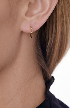 Approach your hoop collection from a new angle with a pair of handcrafted 14-karat gold earrings styled with slants instead of simple circles. Style Name:Bony Levy 14K Gold Hexagonal Split Hoop Earrings (Nordstrom Exclusive). Style Number: 5815127. Modern 14k Gold Single Huggie Earring, Modern Yellow Gold Huggie Earrings, Modern 14k Gold Huggie Earrings Gift, Modern Huggie Earrings With Ear Wire For Anniversary, Thick Hoop Earrings, Bony Levy, Earring Crafts, Yellow Gold Earring, Gold Hoop