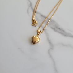 24K Gold Plated Dainty small heart necklace pendant  Gold plated heart and chain necklace 💛  Chain is 44 cm long heart pendant is 1cm ×1.2 cm Hypoallergenic jewelry  Simple everyday wear  Gift for her