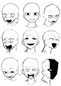 the different facial expressions in an anime character's head