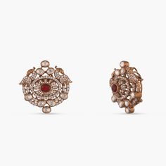 Description : A classic floral design, with glittering moissanite stones and a central ruby red stone, embellishes these Victorian-plated silver earrings. These graceful and lovely stud earrings are ideal for a striking style. Product Information : Materials used: 925 Silver with Victorian Plating Stones: Semi-precious stones Length: 3cm Findings: Push back Red Halo Design Earrings For Wedding, Wedding Ruby Earrings With Halo Design, Ruby Earrings With Halo Design For Wedding, Ruby Halo Earrings For Wedding, Ruby Halo Design Earrings For Wedding, Elegant Ruby Earrings With Stone Setting, Formal Ruby Earrings With Intricate Design, Ruby Wedding Earrings With Stone Setting, Ruby Earrings With Stone Setting For Wedding