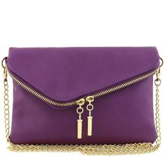 - Faux Leather - Imported - Color: Purple - 9" (L) X 6" (H) X 1" (D) - Zipper Closure With Magnetic Snap Flap - Faux Leather & Gold Tone Hardware - Chain Strap With 23.5" Drop & 8" Long Wrist Strap - 2 Open Pockets, 1 Zipper Pocket & 3 Card Slots Inside Black Clutch Bags, Vintage Coach Bags, Bag With Chain, Black Wristlet, Quilted Crossbody Bag, Wristlet Clutch, Chain Crossbody Bag, Purple Bags, Evening Clutch Bag