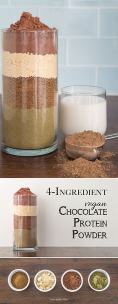 the ingredients for chocolate protein powder are shown