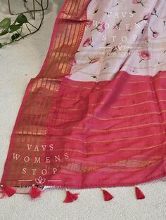 Blouse stitched - Yes Blouse Opening - Back Sleeves Length - Elbow Padded - No Blouse size - 36 with inner margins expandable upto 42 For Blouse Size 34 alteration can be done on request. Fall/pico - Yes done Designer Wear Dupatta With Block Print, Unstitched Straight Kurta Blouse Piece, Designer Dupatta With Border Detail, Festive Pink Blouse Piece With Block Print, Festive Pink Kurta With Printed Border, Festive Pink Block Print Blouse Piece, White Chanderi Sets With Printed Border, Festive Cotton Silk Kurta With Printed Border, Diwali Blouse Piece With Border