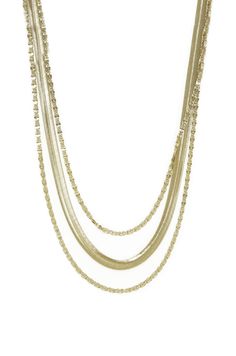 Supreme Mixed Chain 18k Gold Plated Layered Necklace on white background Gold Layered Snake Chain Necklace, Gold-tone Multi-strand Adjustable Layered Necklace, Gold-tone Multi-strand Necklaces For Layering, Gold-tone Multi-strand Necklace For Layering, Gold-tone Multi-strand Adjustable Chain Necklace, Gold-tone Multi-strand Chain Necklace With Adjustable Chain, Gold-tone Multi-strand Layered Necklace, Multi-strand Gold Plated Chain Necklace, Gold Multi-strand Clavicle Chain Necklace