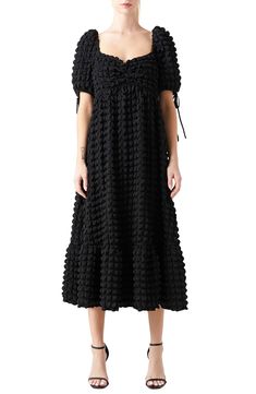 Endless Rose Texture Puff Sleeve Maxi Dress | Nordstrom Rose Texture, Textured Maxi Dress, Puff Sleeve Maxi Dress, Midi Dress Elegant, Puff Sleeve Midi Dress, Dress Flowy, Midi Dress Summer, Sweetheart Neck, Maxi Dress With Sleeves